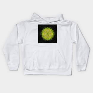 Weave Mandala Green and Yellow Kids Hoodie